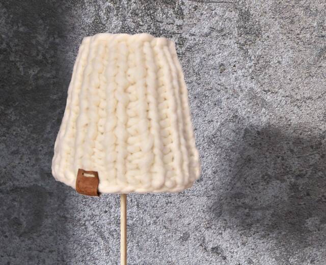 Woolen Lampshade, Scandinavian Style, Handmade, Knitted Lampshade , Interesting Unique Home Decoration, Table Lamp - image 1