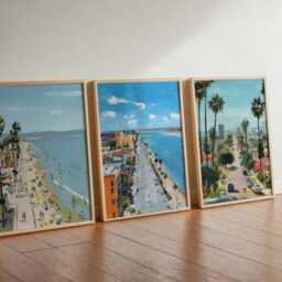 Set Of 3 San Diego Posters, California Travel Prints, Beach Wall Art Sets, Coastal City Decor Skyline Prints - thumbnail 2