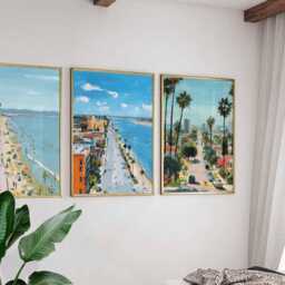 Set Of 3 San Diego Posters, California Travel Prints, Beach Wall Art Sets, Coastal City Decor Skyline Prints - thumbnail 3