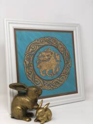 Fatimid Arabesque Bunny Framed Wall Art Medieval Islamic Design