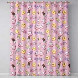 Cute Bunny Ice Cream Donut Chick Kawaii Seamless Pattern Pink Background Readymade Eyelet Ring Top Thermal 100% Blackout Curtains - thumbnail 2