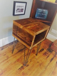 Reclaimed Scaffolding Bedside Table With Steel Hairpin Legs - thumbnail 1