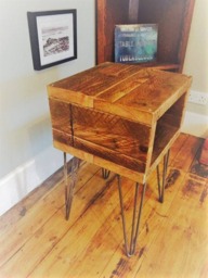 Reclaimed Scaffolding Bedside Table With Steel Hairpin Legs - thumbnail 2