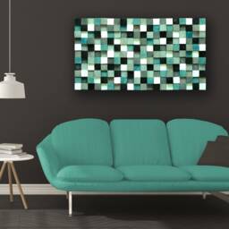 Rustic Wood Mosaic Wall Art 3D Geometric Hanging - thumbnail 2