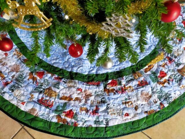Extra Large Christmas Tree Skirt, Quilted, Personalized Option, 72 Inches Wide - image 1