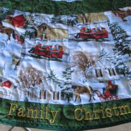 Extra Large Christmas Tree Skirt, Quilted, Personalized Option, 72 Inches Wide - thumbnail 3
