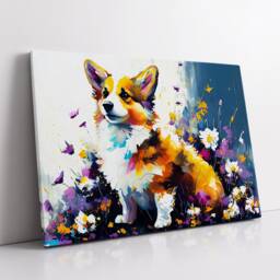 Corgi Fun Animal Dog Pet Lover Abstract Oil Painting Wall Art, Framed Canvas Poster Print, Home Kitchen Office Room Decor, Gifts - thumbnail 2