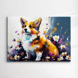 Corgi Fun Animal Dog Pet Lover Abstract Oil Painting Wall Art, Framed Canvas Poster Print, Home Kitchen Office Room Decor, Gifts - thumbnail 3