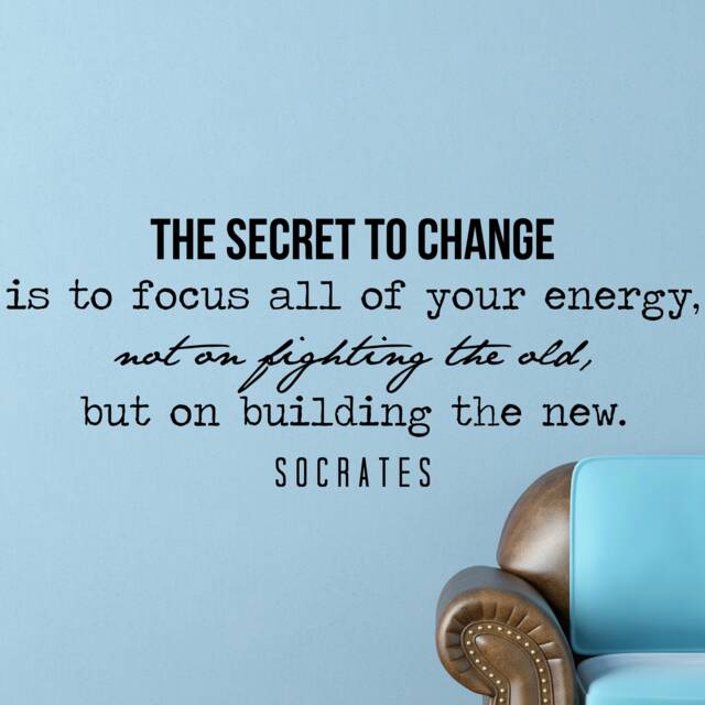 The Secret To Change Wall Decal, Socrates Quote Vinyl Sticker, Motivational Mindset Decor, Office Productivity Art - image 1
