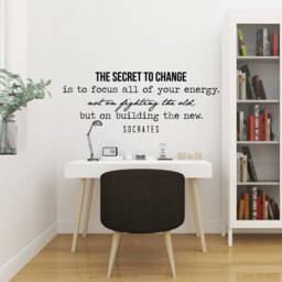 The Secret To Change Wall Decal, Socrates Quote Vinyl Sticker, Motivational Mindset Decor, Office Productivity Art - thumbnail 3