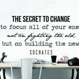 The Secret To Change Wall Decal, Socrates Quote Vinyl Sticker, Motivational Mindset Decor, Office Productivity Art - thumbnail 2