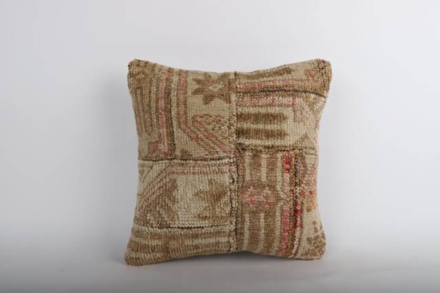 Vintage Turkish Kilim Pillow Cover 16'' Wool Throw - image 1