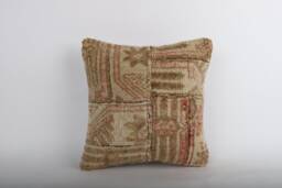 Vintage Turkish Kilim Pillow Cover 16'' Wool Throw - thumbnail 1
