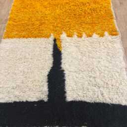 Moroccan Rug - Handmade Area Yellow Rugs For Living Room Wool Berber Rug- 4x6 Aboujaad - thumbnail 2
