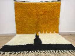 Moroccan Rug - Handmade Area Yellow Rugs For Living Room Wool Berber Rug- 4x6 Aboujaad - thumbnail 1