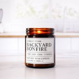 Backyard Bonfire Candle Earthy Woody Scented Soy Candle, Cozy Fireside Vibes, Gift For Candle Lovers - thumbnail 2