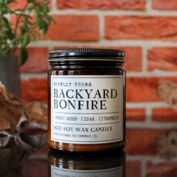 Backyard Bonfire Candle Earthy Woody Scented Soy Candle, Cozy Fireside Vibes, Gift For Candle Lovers - thumbnail 3