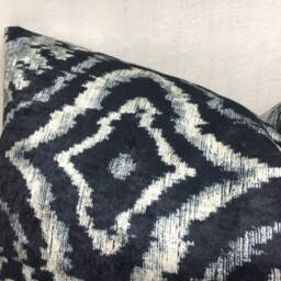 Velvet Ikat Pillow Cover, Handwoven Silk Blend, Decorative Accent - 16x24 - thumbnail 3