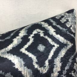 Velvet Ikat Pillow Cover, Handwoven Silk Blend, Decorative Accent - 16x24 - thumbnail 2