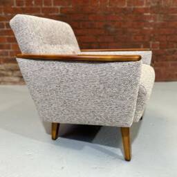 Vintage Danish Teak Mid Century Inspired Model 55 Cocktail Lounge Chair in Natural Tawney Multi Weave Fabric - thumbnail 2