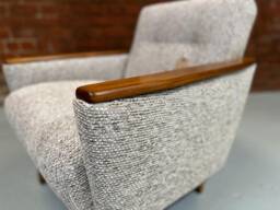 Vintage Danish Teak Mid Century Inspired Model 55 Cocktail Lounge Chair in Natural Tawney Multi Weave Fabric - thumbnail 1