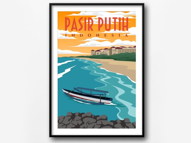 Pasir Putih Retro Travel Poster Indonesia Landmark Art Print - image 1