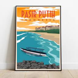 Pasir Putih Retro Travel Poster Indonesia Landmark Art Print - thumbnail 2