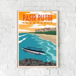 Pasir Putih Retro Travel Poster Indonesia Landmark Art Print - thumbnail 3
