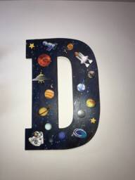 Kid's Room Science Inspired Giant Wooden Letters For Wall Decor - 13 Inches Tall Outer Space - thumbnail 1