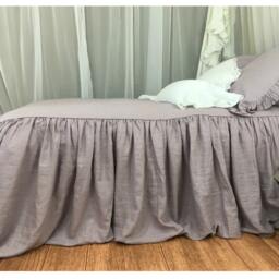Orchid Linen Bedspread, Waterfall Ruffle Bed Cover, Bedding Shabby Chic - thumbnail 2
