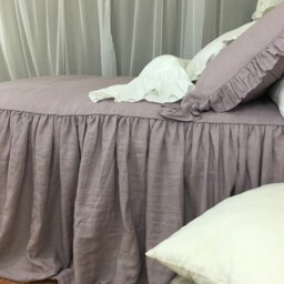 Orchid Linen Bedspread, Waterfall Ruffle Bed Cover, Bedding Shabby Chic - thumbnail 4