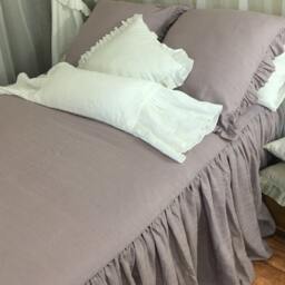 Orchid Linen Bedspread, Waterfall Ruffle Bed Cover, Bedding Shabby Chic - thumbnail 3