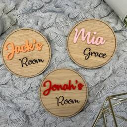 Bedroom Door Sign - Personalised Wood Name For Kids Accessories Plaque Teen Wall Nursery Decor Wooden - thumbnail 3