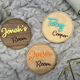 Bedroom Door Sign - Personalised Wood Name For Kids Accessories Plaque Teen Wall Nursery Decor Wooden - thumbnail 2