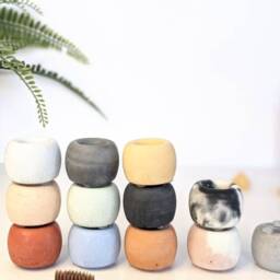 Curve Concrete Toothbrush Holder - 35 Colours Eco Friendly Bamboo Storage Bathroom Decor Organisation - thumbnail 2