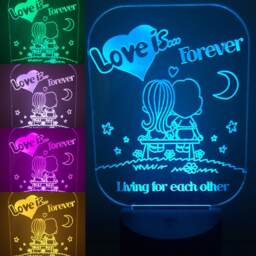 Love Is Forever Personalized 3D Illusion Smart App Control Night Light Bluetooth, Music, 7&16M Color Mobile App, Made in UK