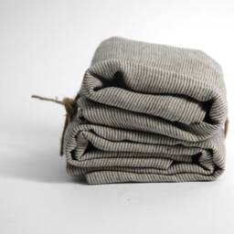 Set Of 2 Soft Linen Bath Towels Pure Fabric Sheets Natural & Dark Grey/Natural Narrow Printstripes Stonewashed Linen - thumbnail 3