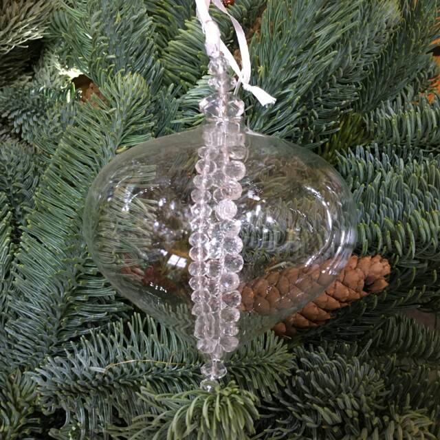 Clear Glass Sultan Shape Decorations With Beading - Hanging Christmas Tree Ornament Holiday Anniversary Wedding Winter Gift Family