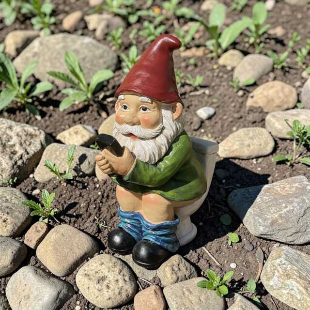 Funny Gnome On Phone Quirky Garden Statue, Decor, Outdoor Decoration , Statues - image 1