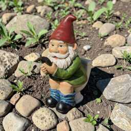 Funny Gnome On Phone Quirky Garden Statue, Decor, Outdoor Decoration , Statues