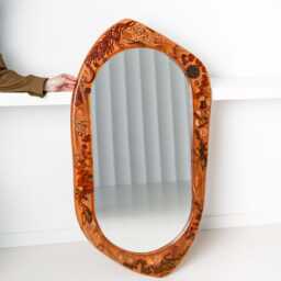 Large Oval Amber Wall Mirror, Handmade Botanical Frame, Statement Decor - thumbnail 3