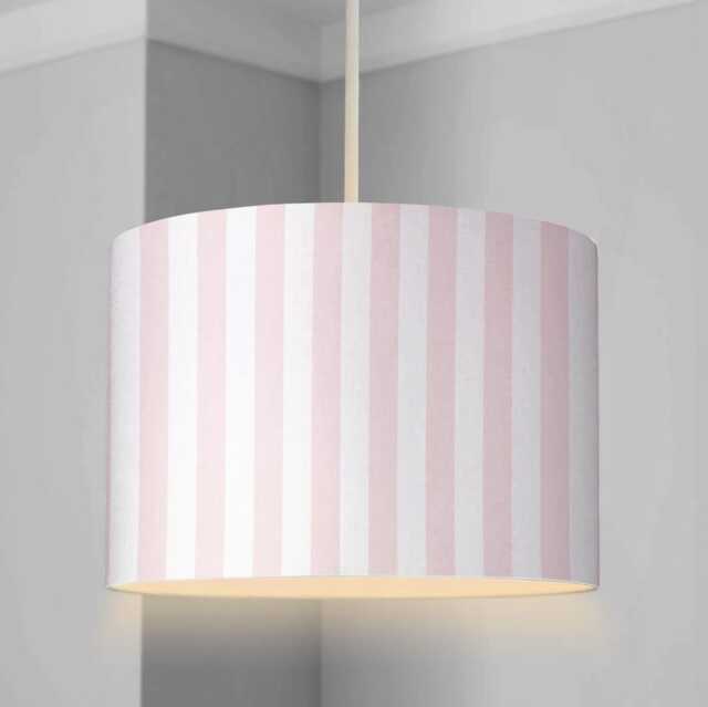Lampshade - Nursery Ceiling Pink Stripes Lampshade Or Table Lampshade Childrens Room Round Lampshade, Stripe Decor - image 1