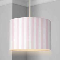 Lampshade - Nursery Ceiling Pink Stripes Lampshade Or Table Lampshade Childrens Room Round Lampshade, Stripe Decor