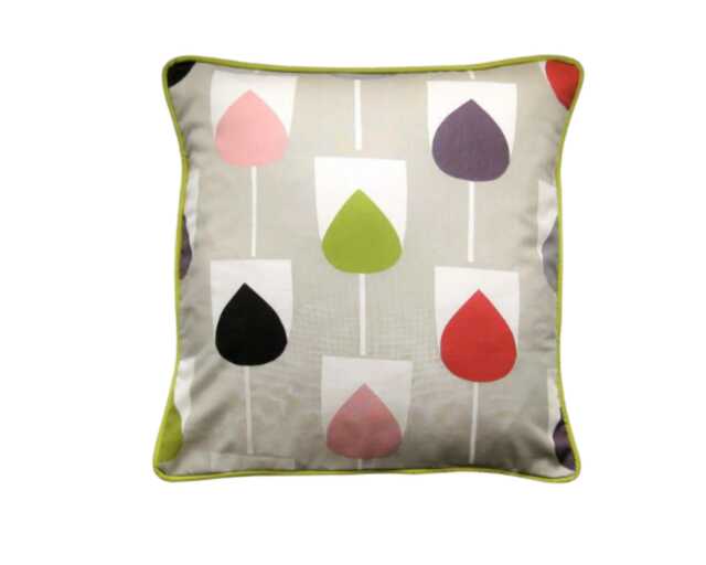 Scion Sula Cushion Cover Stylized Tulips, Grey Pink Green Cotton - image 1