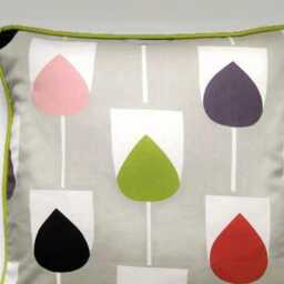 Scion Sula Cushion Cover Stylized Tulips, Grey Pink Green Cotton - thumbnail 3