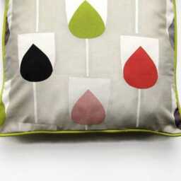Scion Sula Cushion Cover Stylized Tulips, Grey Pink Green Cotton - thumbnail 2