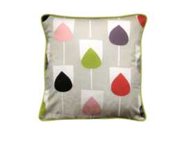 Scion Sula Cushion Cover Stylized Tulips, Grey Pink Green Cotton - thumbnail 1