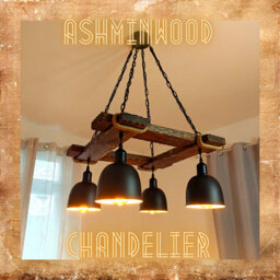 Rustic Chandelier - Hanging Light Fixture Wood Farmhouse Lights Industrial Style Lighting Bar Restaurant