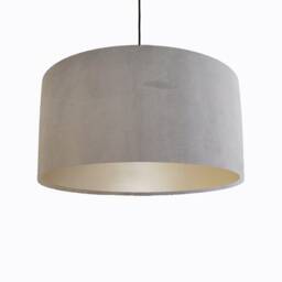 Light Grey Lampshade in Velvet With Champagne Lining - thumbnail 1