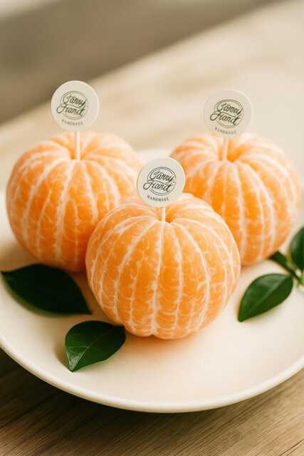 3 Piece Handmade Mandarin Candle Set Realistic Peeled Tangerine Shaped Scented Candles